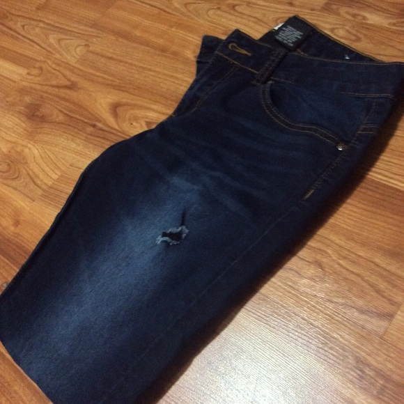 Dark Blue Ripped Jeans - Picture 2 of 5